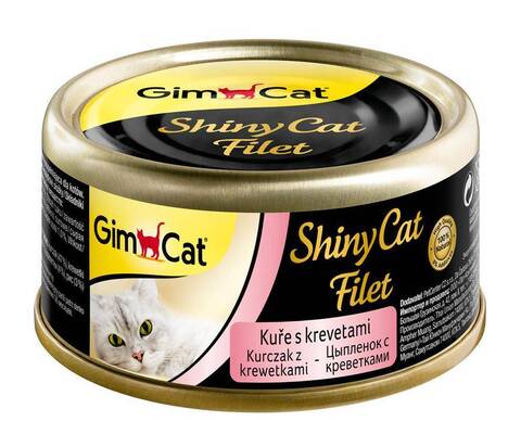 GimCat ShinyCat консервы для кошек из цыпленка с креветками 70 г