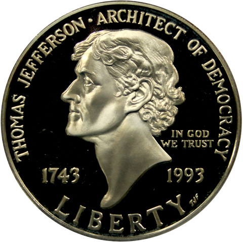1 доллар 1993 (S) (250-летие со дня рождения Томаса Джефферсона) PROOF