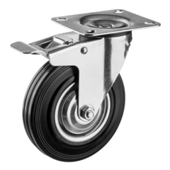 ЗУБР d 125 мм, г/п 100 кг, игольчатый подшипник, резина/металл, поворотное колесо c тормозом, Профессионал (30936-125-B)