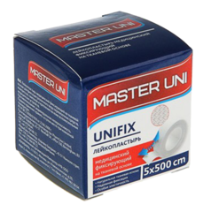 Лейкопластырь медицинский фиксирующий на ТКАНЕВОЙ основе 5см х 500 см., Master UnI, 12шт/упк