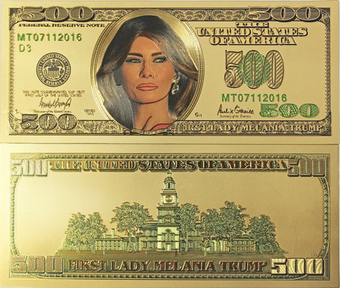 Сувенирная банкнота 500 долларов "Первая леди Мелания Трамп"