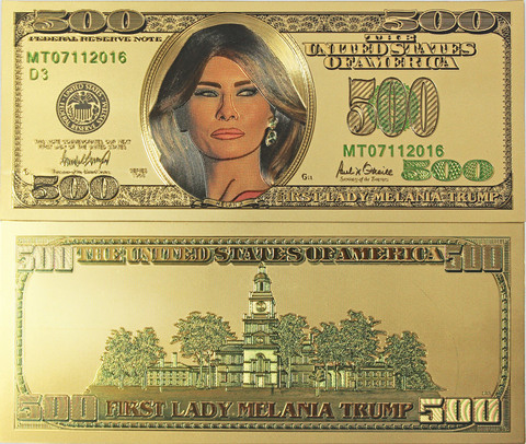 Сувенирная банкнота 500 долларов "Первая леди Мелания Трамп"