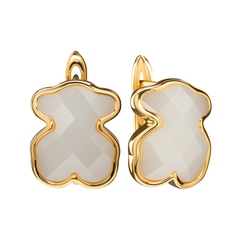 Серьги Мишки с Белой ювелирной Керамикой, gold