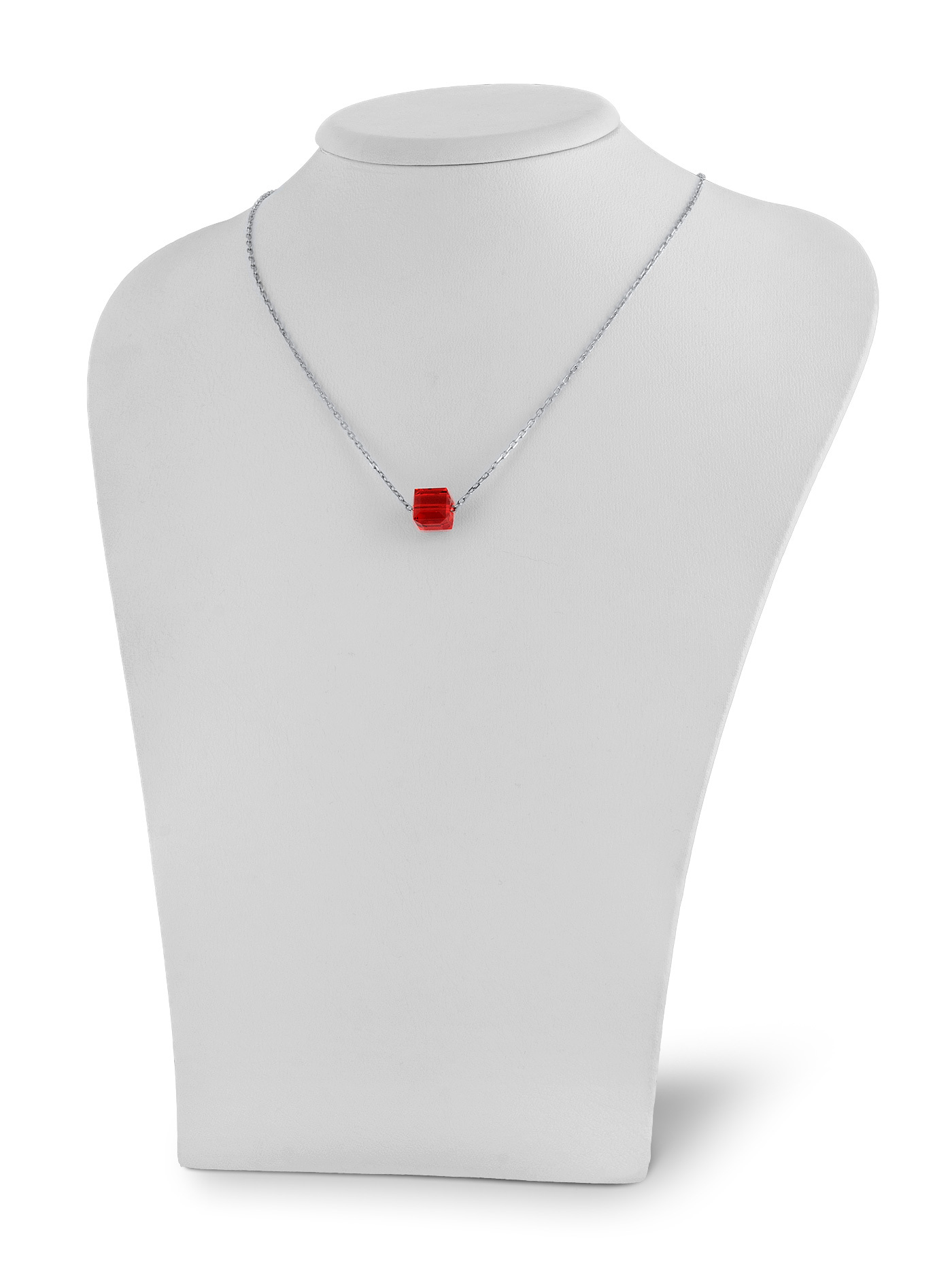 Серебряный чокер на шею с красным кристаллом Swarovski