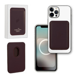 Кожаный чехол для пластиковых карт магнитный MagSafe с анимацией и NFC / Картхолдер - кошелек для iPhone 13, 13 Pro, 13 Mini, 13 Pro Max Leather Wallet (Dark Cherry / Темная вишня)