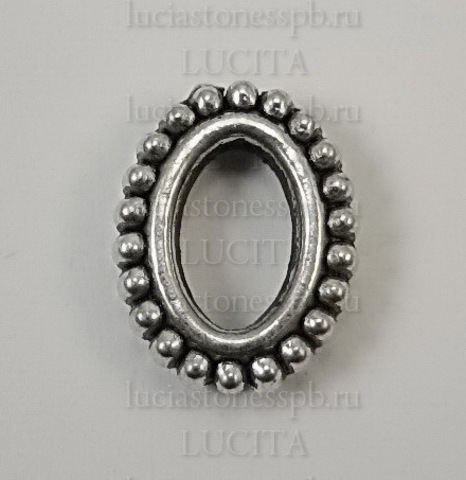 Рамка для бусины "Овал-2" 13х11 мм (цвет - античное серебро) ()