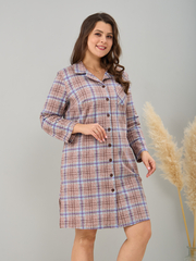 Туника Д-119/клеткабеж-бирюза