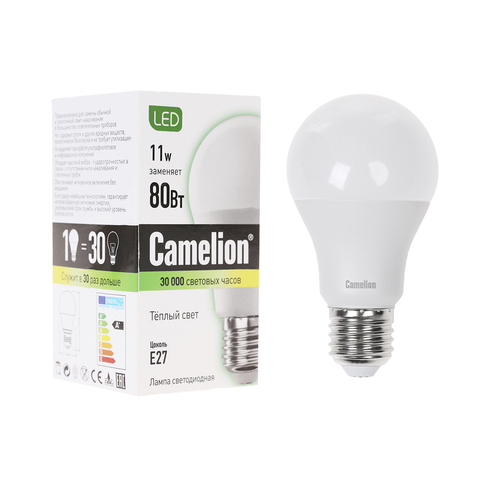 Эл. лампа светодиодная Camelion LED11-A60/830/E27, Тёплый