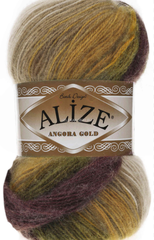 Пряжа ALIZE "Angora Gold Batik" 5850 зеленый/сиреневый/желтый