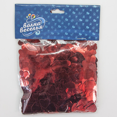 Конфетти фольга, Сердце, Красный, 1,5 см, 50 г
