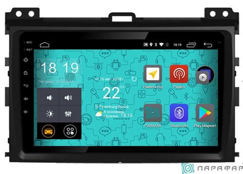 Штатная магнитола для Toyota Land Cruiser Prado 120 02-09 на Android 6.0 Parafar PF456Lite