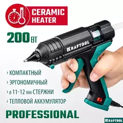 KRAFTOOL Grand 200, d 11 - 12 мм, 25 г/мин, электрический термоклеевой пистолет (06839)