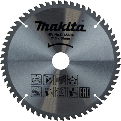 Пильный диск универсальный 210x30x2.4/1.6x60T Makita D-65604