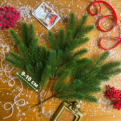 Еловая ветка искусственная, реалистичная, 12 лапок, декор зимний, рождественский, ветка 42 см, набор 3 ветки.