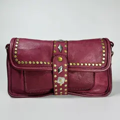 Женская сумка-клатч из натуральной кожи бордового цвета