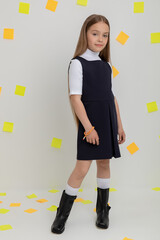 сарафан  для девочки  К 5731/темно-синий