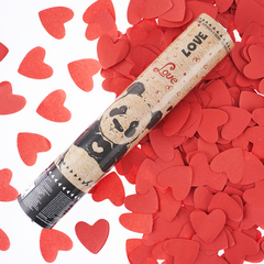 Пневмохлопушка, 30 см, Панда, Сердца тишью, Красный.