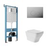 Aqueduto AQDS177 AQD комплект: TECNICA Novo Система инсталляции для подвесного унитаза, CIRCULO Novo Панель смыва, хром, ESTETA Унитаз подвесной 520*370 безободковый, сиденье с микролифтом, белый глянцевый