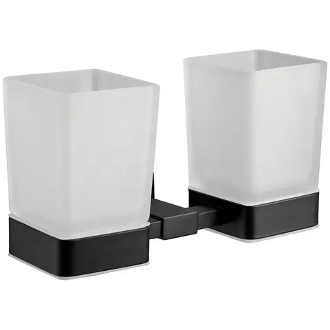 Стакан двойной стеклянный с держателем BELZ B90308, черный