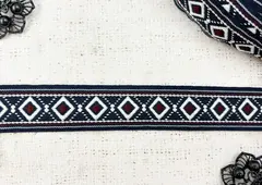 Тесьма жаккард, ш. 3 см, чёрный/бордовый