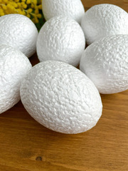 №2 Яйца пасхальные из пенопласта, белые, размер 9*7 см, набор 7 штук