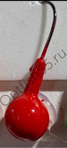 Джиг головка шар крашеный крючок Kumho2412 (Корея) 14гр (уп 10шт) цв.красный разм.2/0