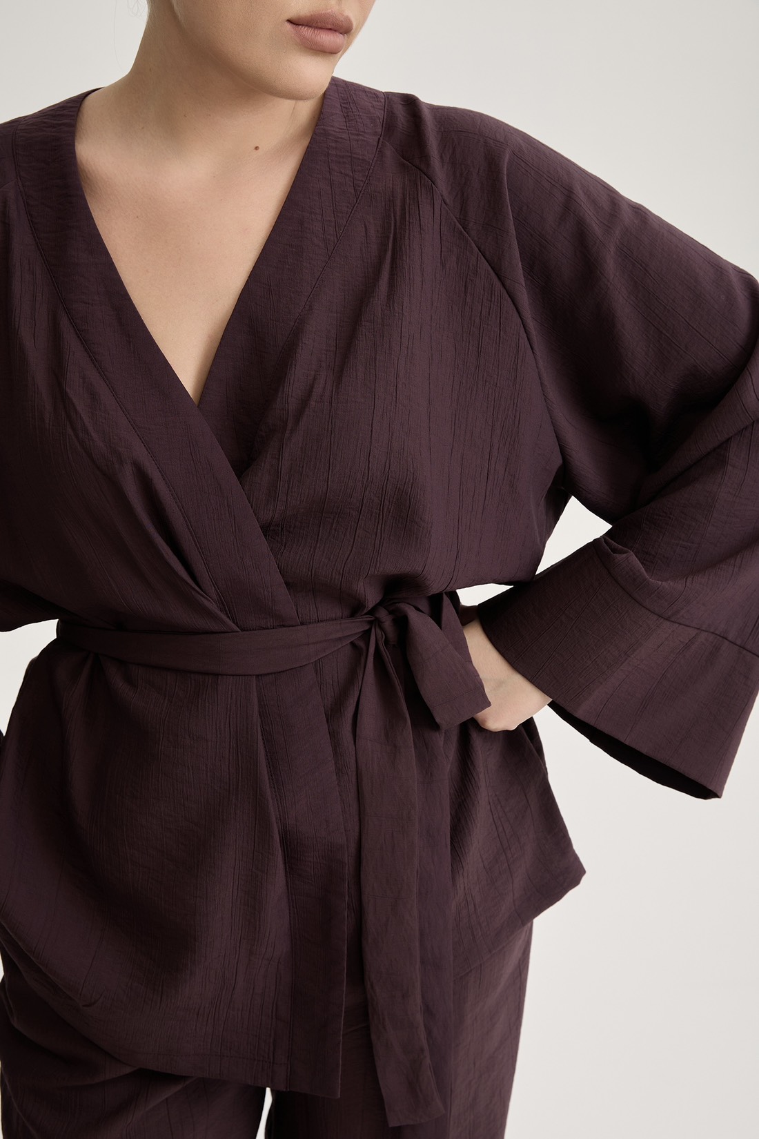 Кимоно из жатой вискозы, трюфель