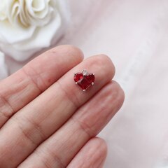 УЦЕНКА!!! Подвеска Сердце с красным фианитом 10 мм, родий У017