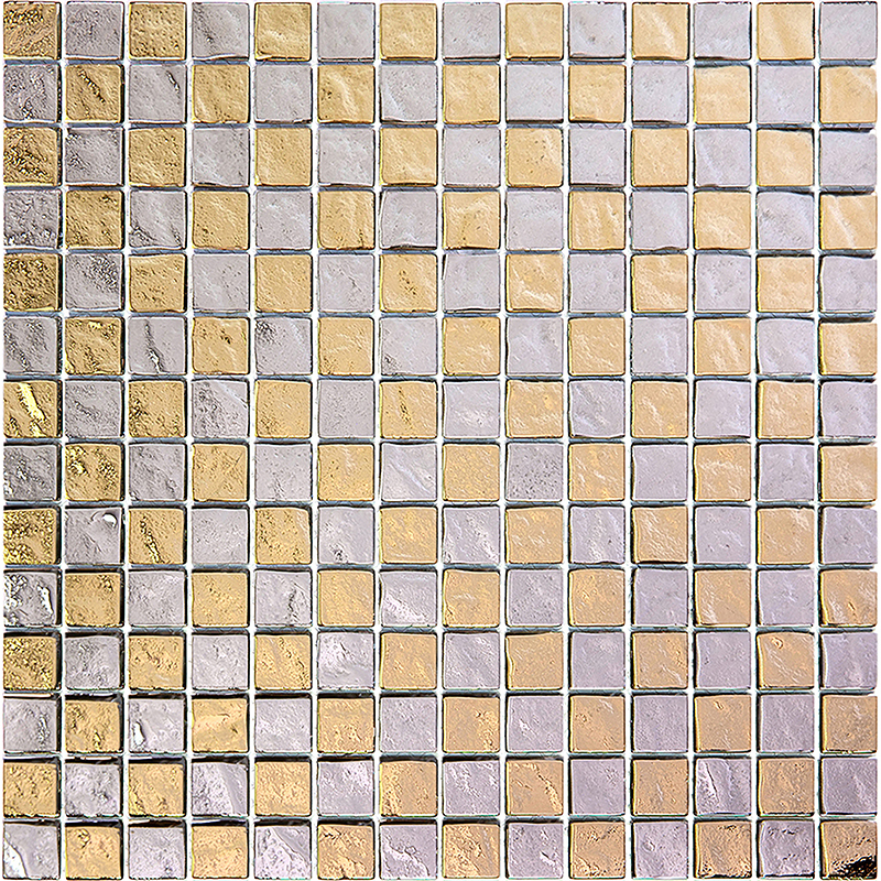 BSU-33-20 Мозаика для кухонного фартука Natural Crystal серебряный золотой глянцевый