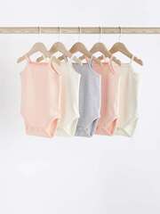 Боди без рукавов для малышей Next N35-575, 5 шт., Бежевый, Розовый
