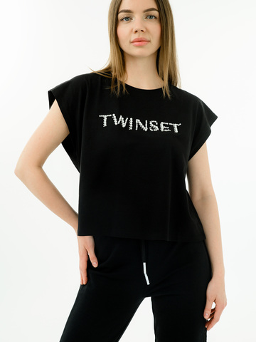TWINSET Футболка с жемчужным лого