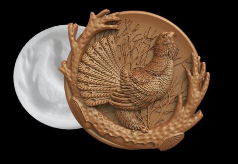 Силиконовый молд Глухарь (медальон) № 0483