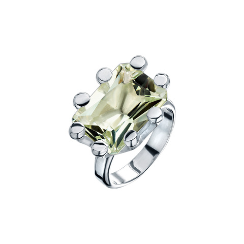 Кольцо MINERAL серебро с Празиолитом