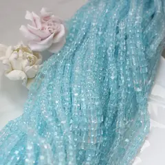 Хрусталь (стекло) граненный, кубик, голубой, 6 мм, 1 нить, К213