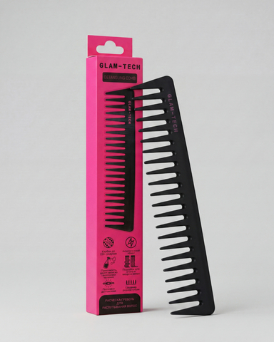 Расческа-гребень для распутывания волос из карбона Glam-Tech detangling comb carbon