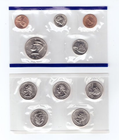 Годовой набор США в родной запайке 1999 год двор Р + 5 монет Штаты