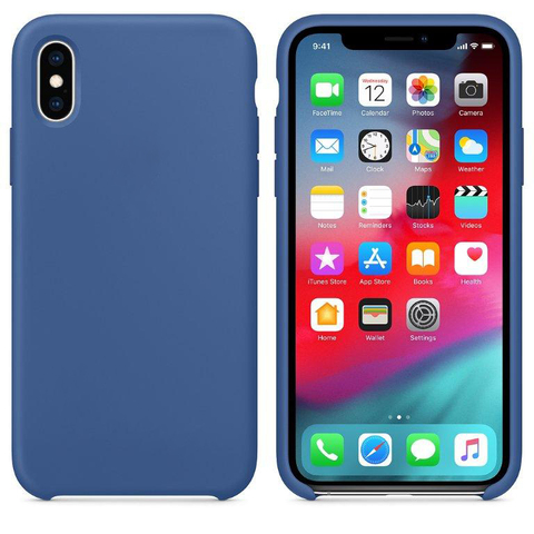 Силиконовый чехол Silicon Case Premium для iPhone Xs Max (Delft Blue / Дельфтский синий) 100% ORG