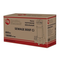 Насос фекальный QUATTRO ELEMENTI Sewage  800F Ci (800 Вт, 18000 л/ч, для грязной, 14 м, 17,6 кг)