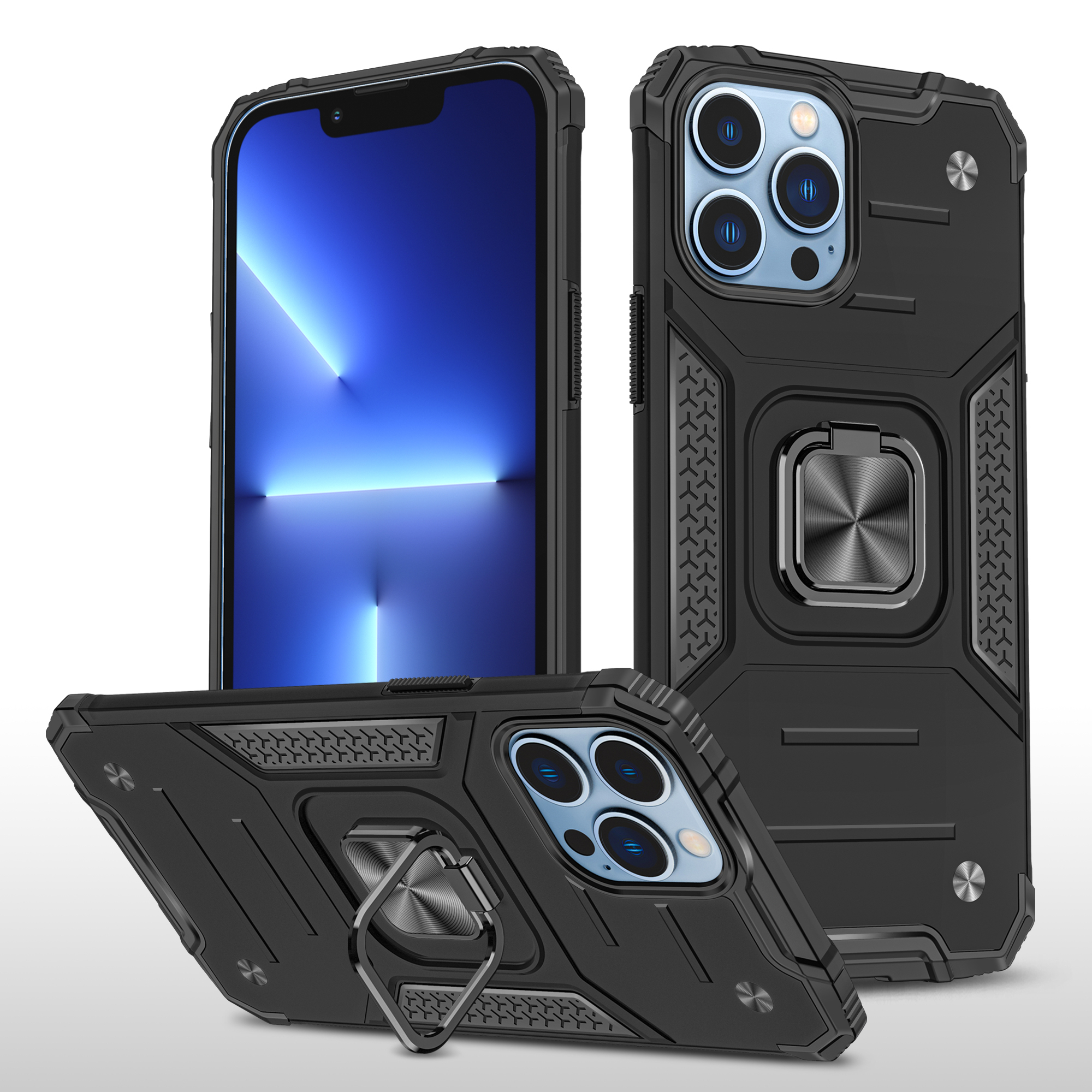 Купить Противоударный чехол Strong Armour Case с кольцом для iPhone 15 Pro  Max (Черный) за 590 руб, в Чехолере