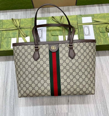 Сумка-тоут Gucci Ophidia GG среднего размера бежевый