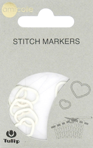 Маркер для вязания "amicolle", сердце, размер5*6,5мм, пластик, белый, 7шт в упаковке