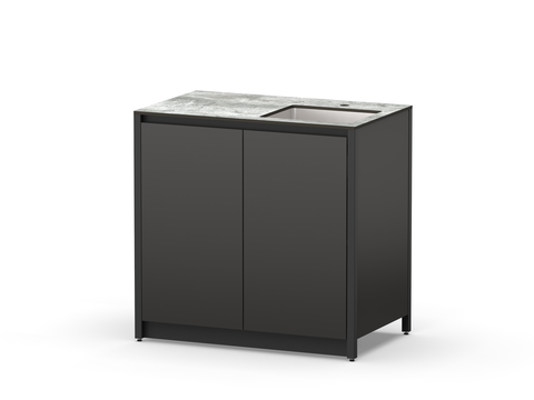 Шкаф напольный с мойкой Lounge D-04S-R, 90 см, черный/серый каспий