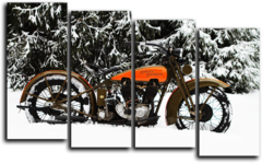 Модульная картина "Снежный мотоцикл"