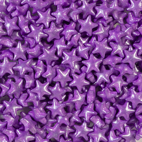 Посыпка кондитерская объёмная 3D Звездочки Фиолетовые перламутровые 12 мм, 50 гр