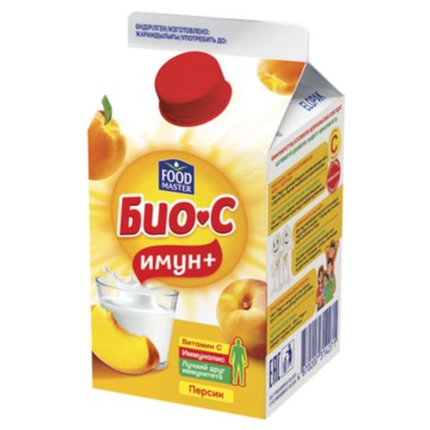 Йогурт питьевой БИО-С Имун+ Персик 2,9% 450 г т/п Food Master КАЗАХСТАН
