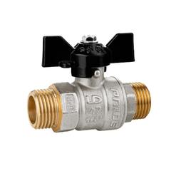 Кран латунный шаровой LD Pride 47.304, DN 15, PN 40, никелированный, штуцер-штуцер, бабочка