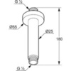 Kludi 66 515 9100 A-QA Кронштейн потолочный, H=150 мм, с отражателем 55 мм