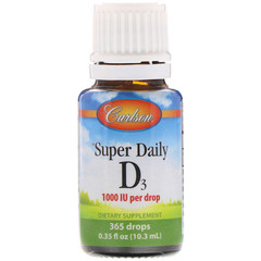 Carlson Labs, Super Daily D3, 1000 МЕ, 10,3 мл (0,35 жидкой унции)
