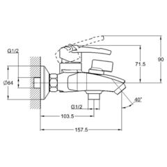 Смеситель для ванны, G.lauf, корот изл, с картриджем, хром, LWF3-A113
