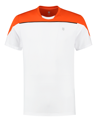 Теннисная футболка K-Swiss Tac Hypercourt Block Crew Tee 3 - white/spicy orange